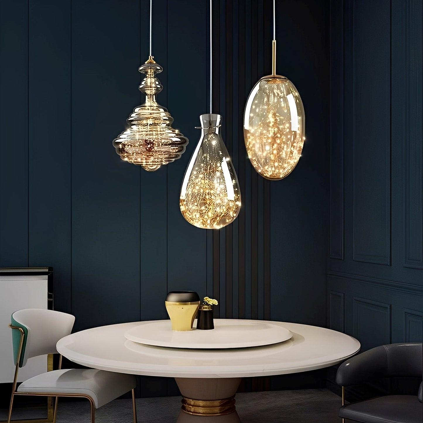 Arian – Lustre en verre et laiton ancien