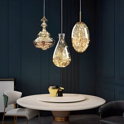 Arian – Lustre en verre et laiton ancien