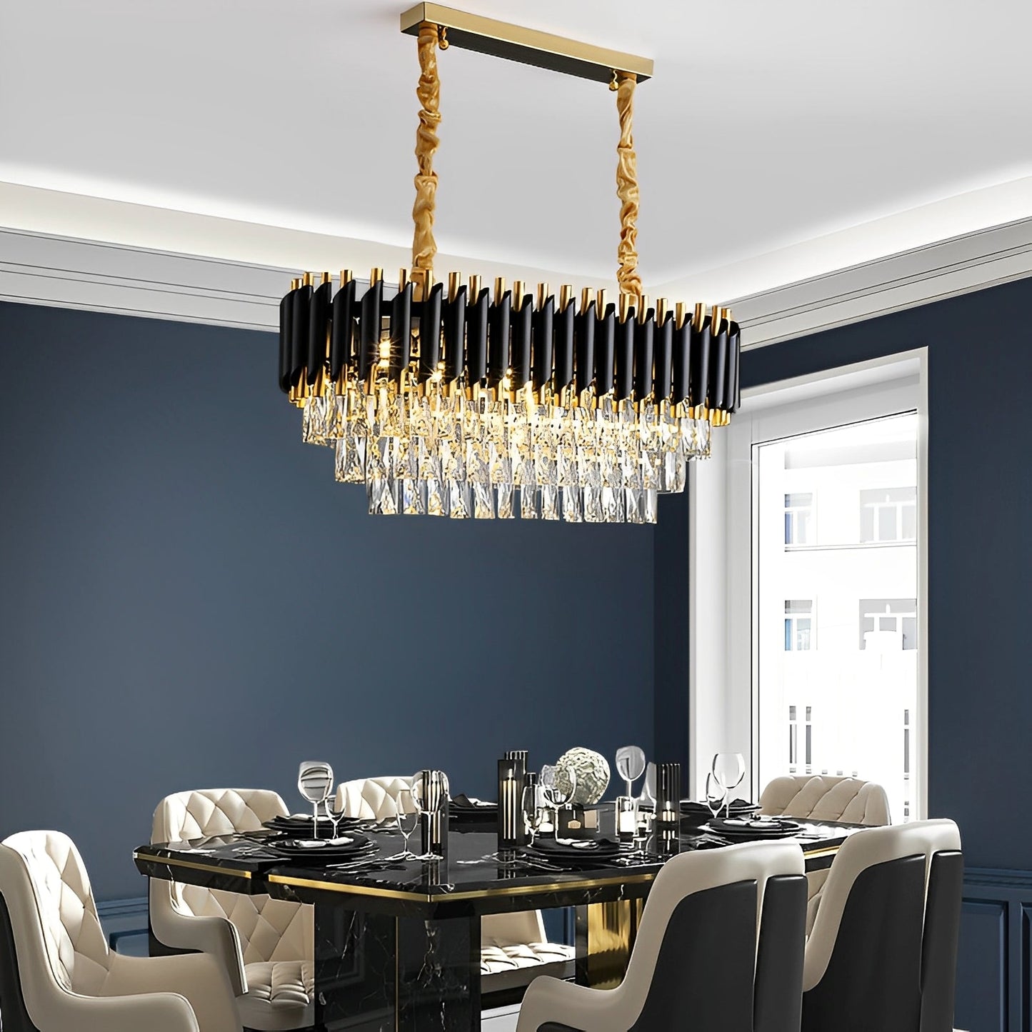 Celine – Lustre moderne avec éléments en cristal étincelants