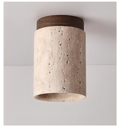Larry – Plafonnier en Bois et Pierre de Caverne Jaune