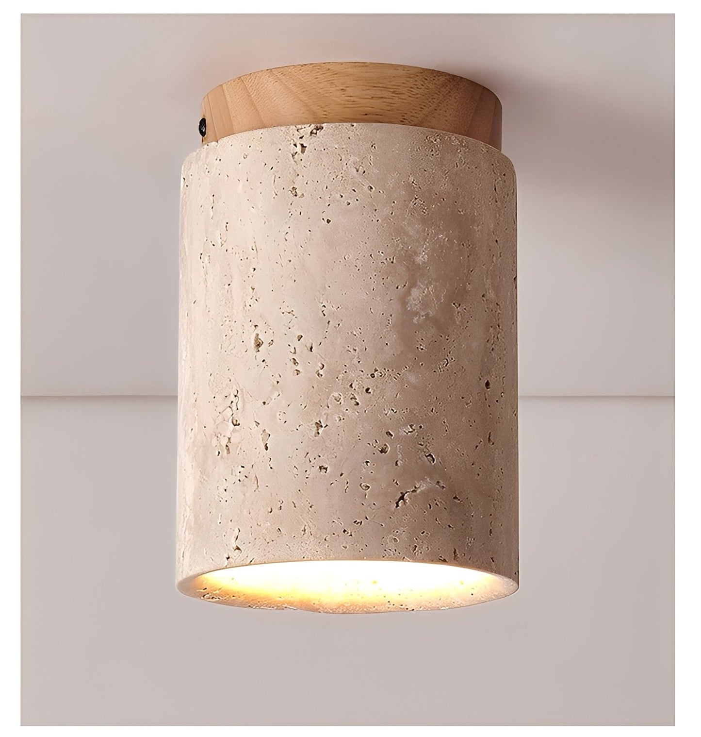 Larry – Plafonnier en Bois et Pierre de Caverne Jaune