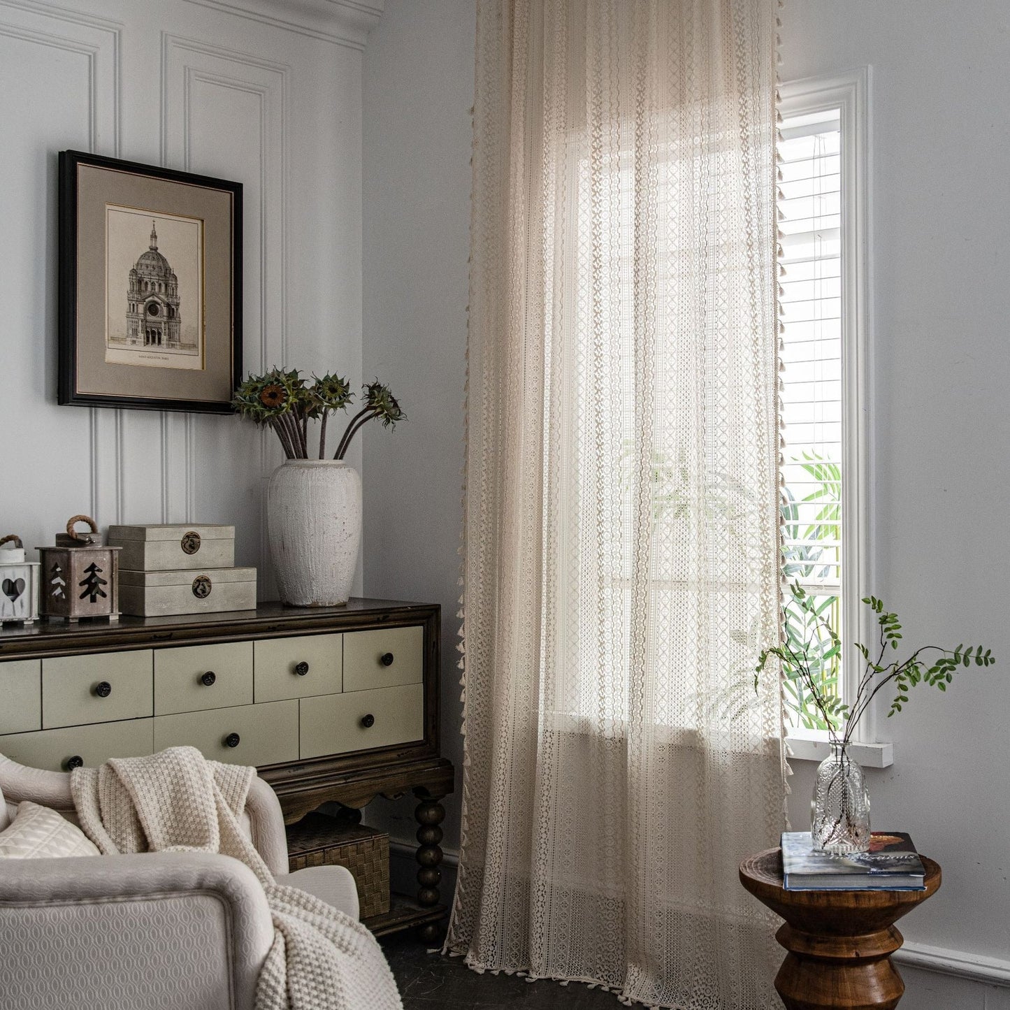 Sae – Rideau en crochet semi-transparent