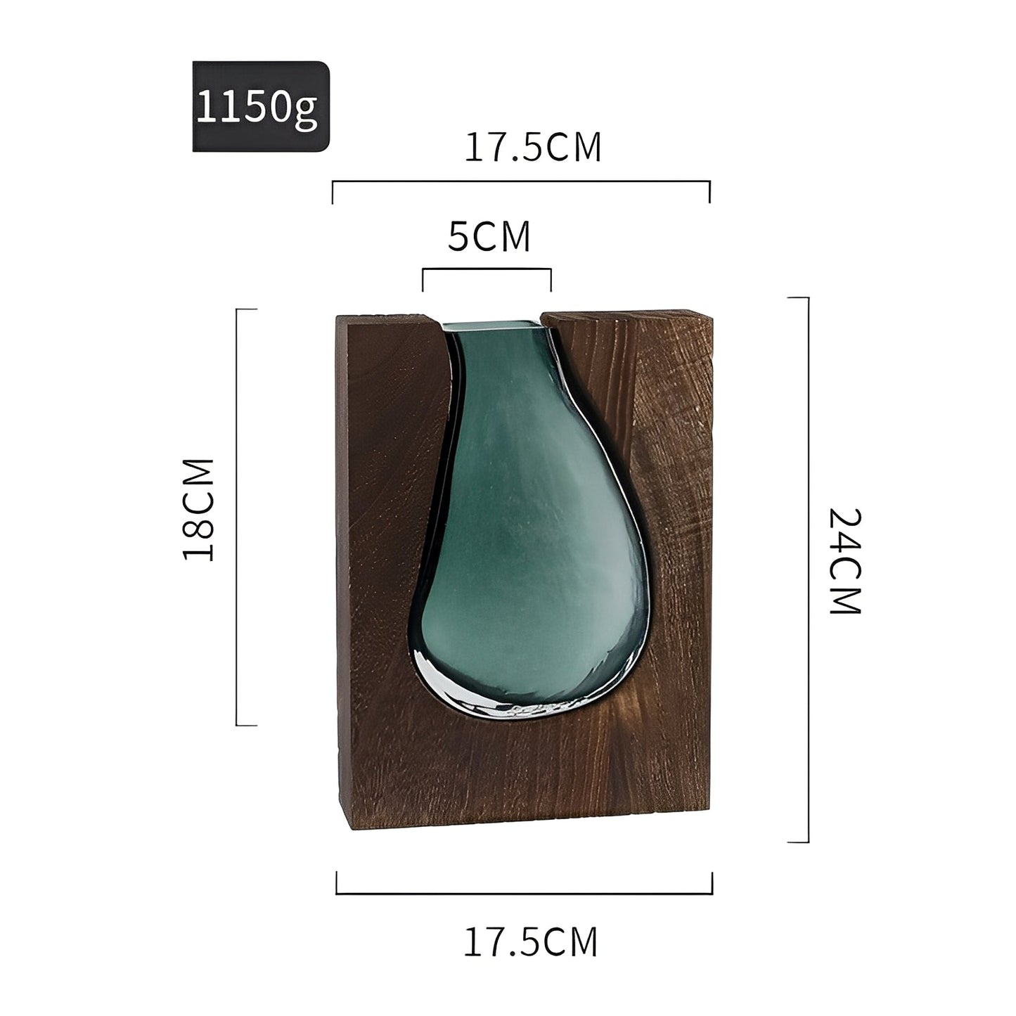 Miyako – Vase en bois et verre nordique à bord vivant