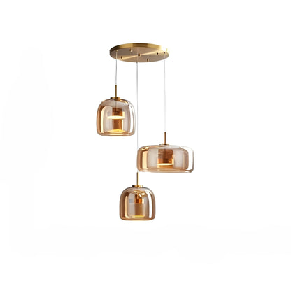 Renzo – Lampe pendante en verre cuivre italien