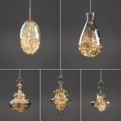 Arian – Lustre en verre et laiton ancien