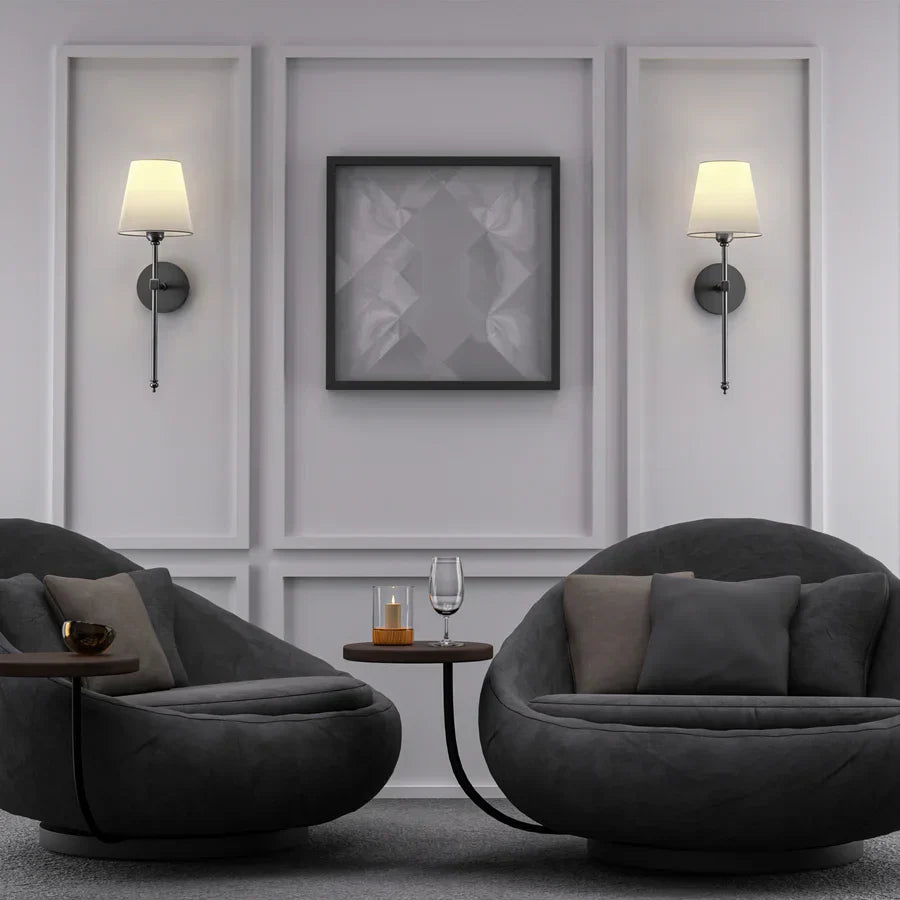 Noria – Élégante Applique Murale en Cuivre avec Abat-jour en Tissu