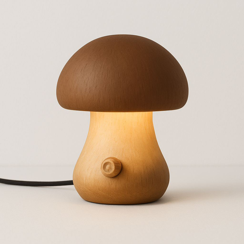 Mushka – Mignonne Lampe de Nuit LED en Bois Champignon