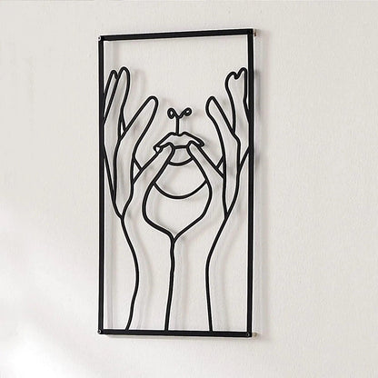 Vero - Décoration Murale Moderne Visage dans Main en Fer
