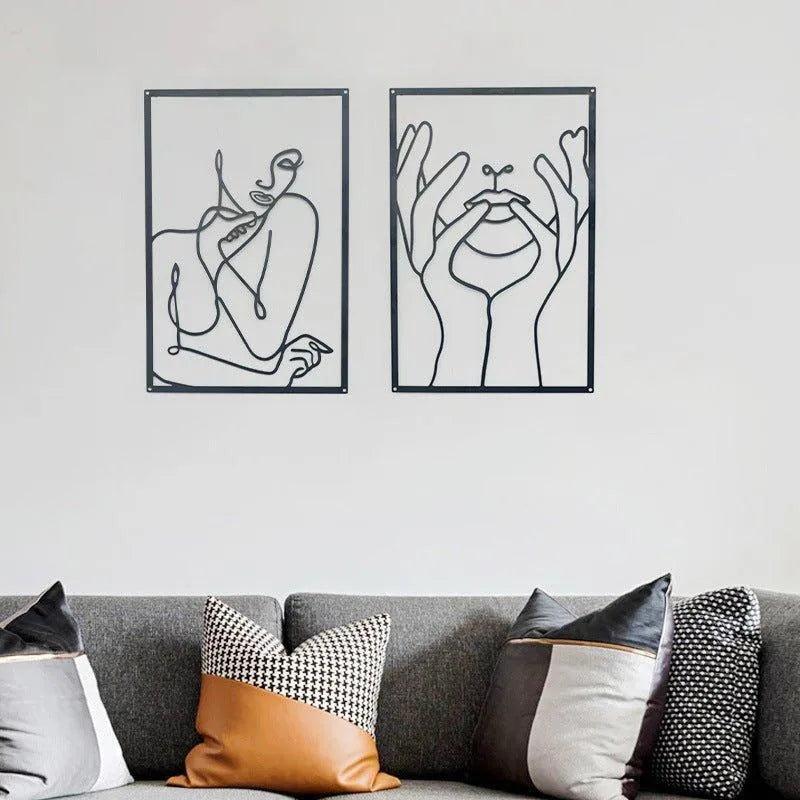 Vero - Décoration Murale Moderne Visage dans Main en Fer