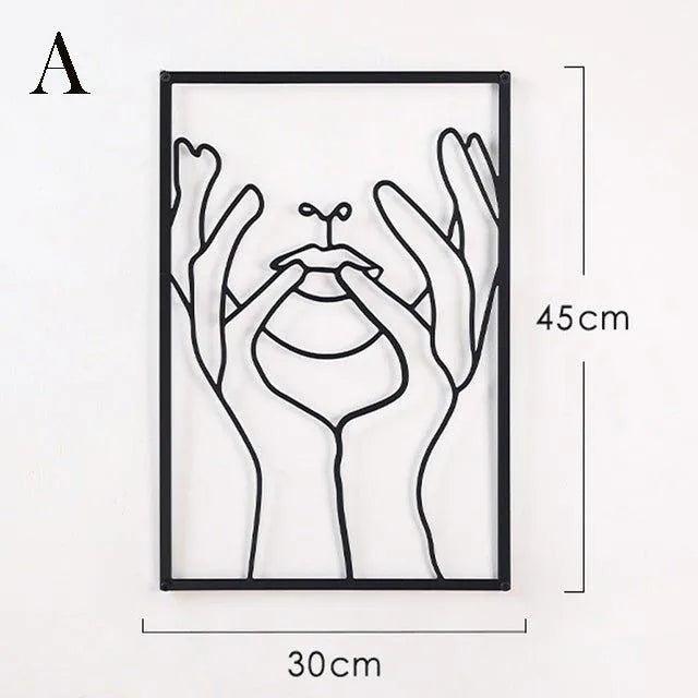 Vero - Décoration Murale Moderne Visage dans Main en Fer