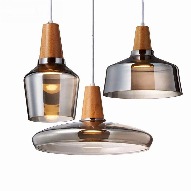 Nozomi – Suspension en bois et verre antique