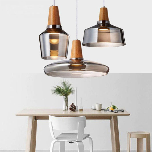 Nozomi – Suspension en bois et verre antique