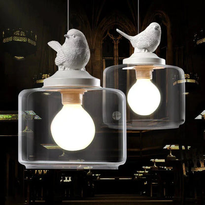 Liora – Suspension en verre motif oiseau
