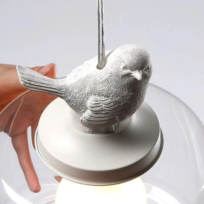 Liora – Suspension en verre motif oiseau