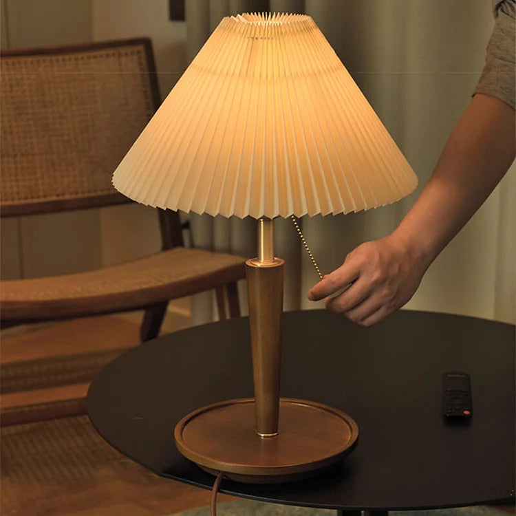 Sayuri – Lampe de chevet rétro en noyer