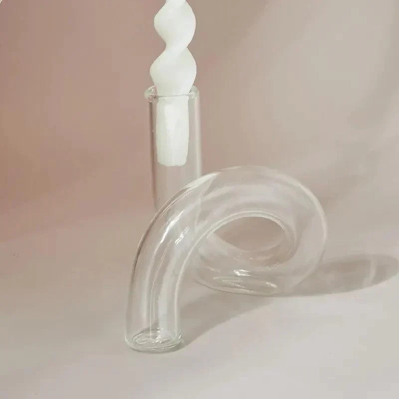 Chandelier en Verre Torsadé – Élégance Vintage pour Table ou Buffet