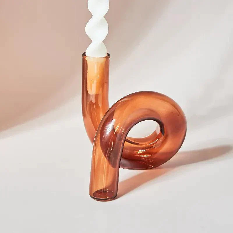 Chandelier en Verre Torsadé – Élégance Vintage pour Table ou Buffet