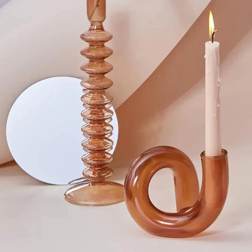 Chandelier en Verre Torsadé – Élégance Vintage pour Table ou Buffet