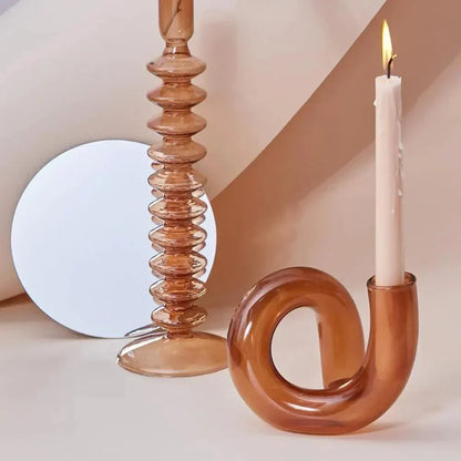 Chandelier en Verre Torsadé – Élégance Vintage pour Table ou Buffet