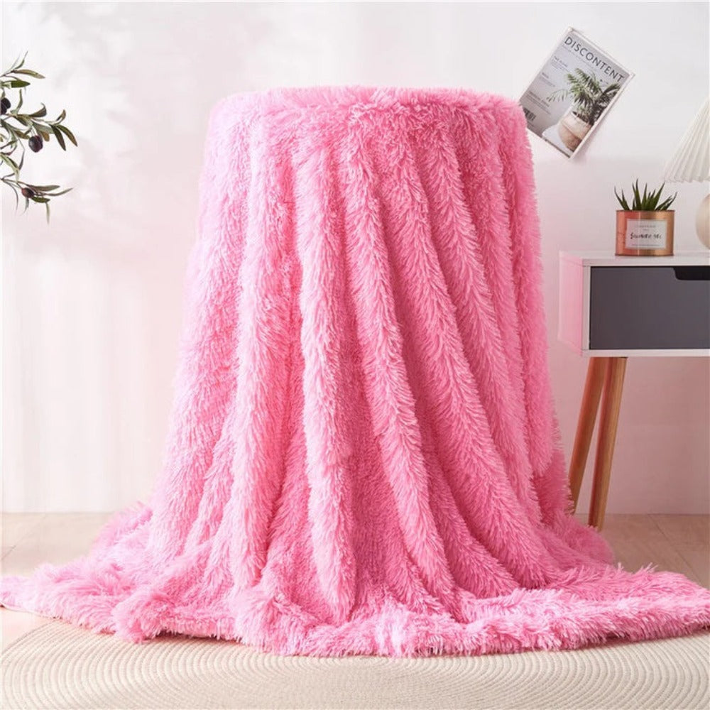 Lena – Couverture en laine peluche à deux couches unie