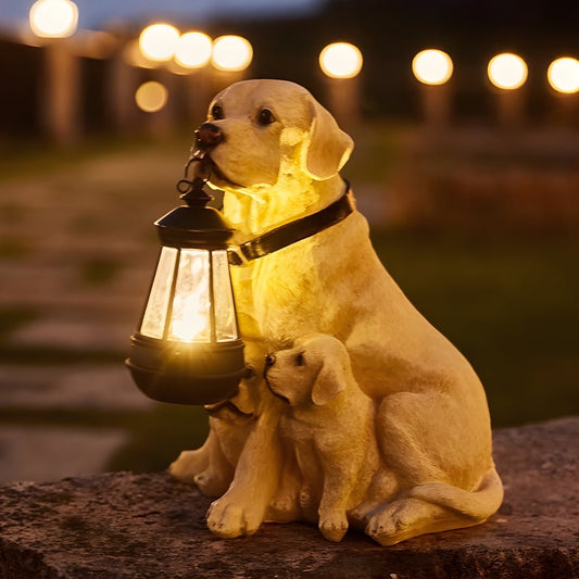 Danny – Figurine de jardin solaire chien avec lanterne