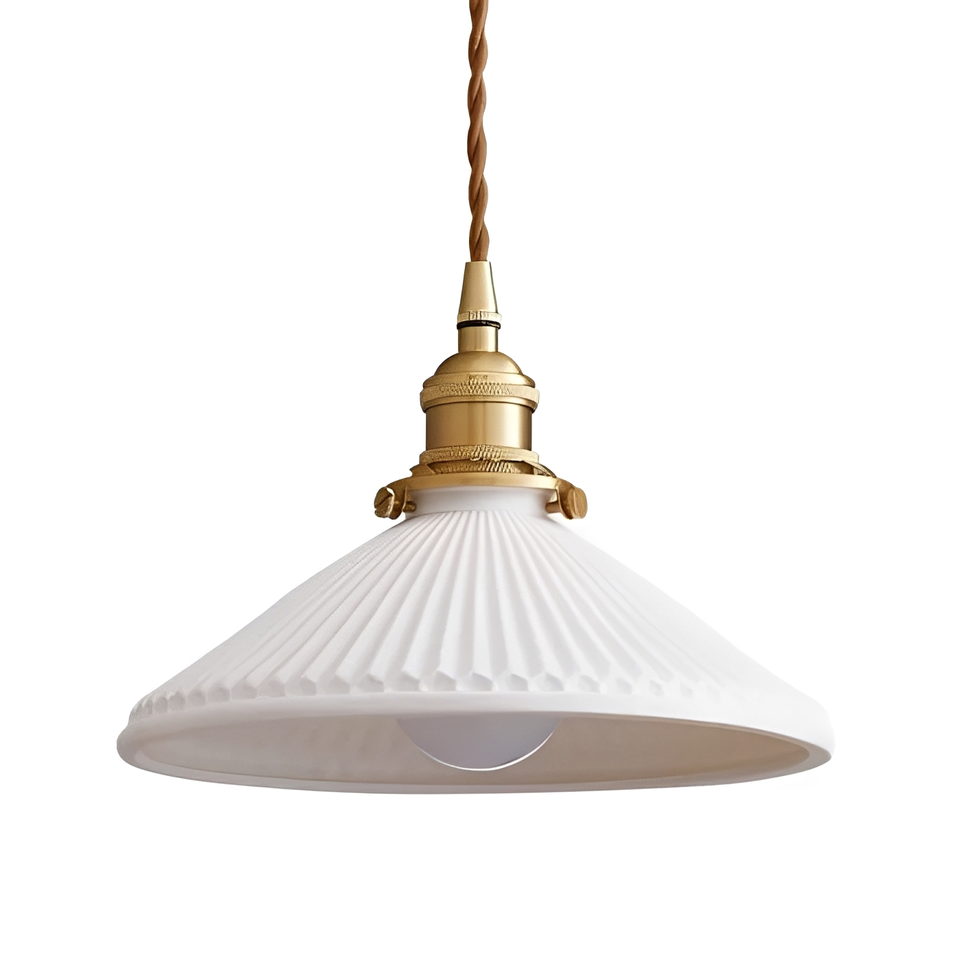 Ines – Petite Lampe Suspendue en Céramique avec Détails en Laiton