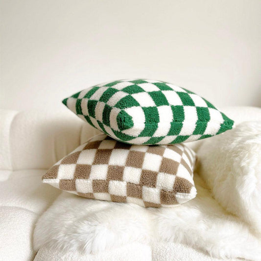 Mirella – Housse de coussin réversible à motif damier
