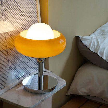 LumiBauhaus – Lampe de table jaune en verre au charme vintage