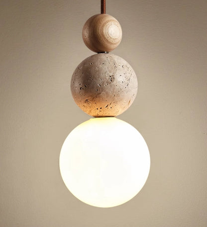 PierreLune – Suspension minimaliste en travertin naturel