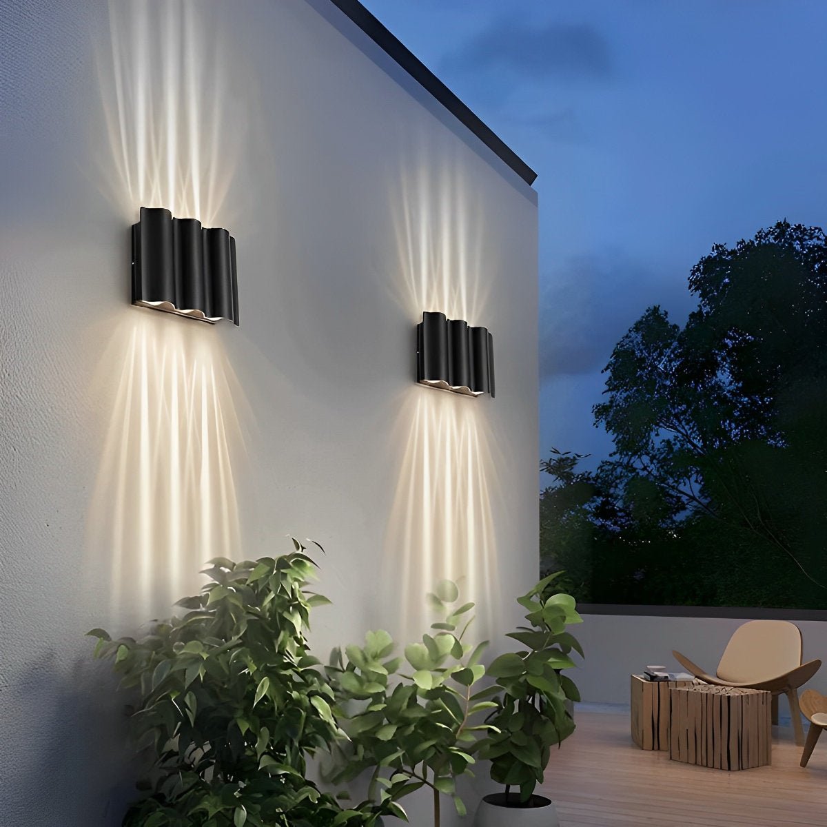 Kavira – Lampe Murale Ondulations Modernes Étanche