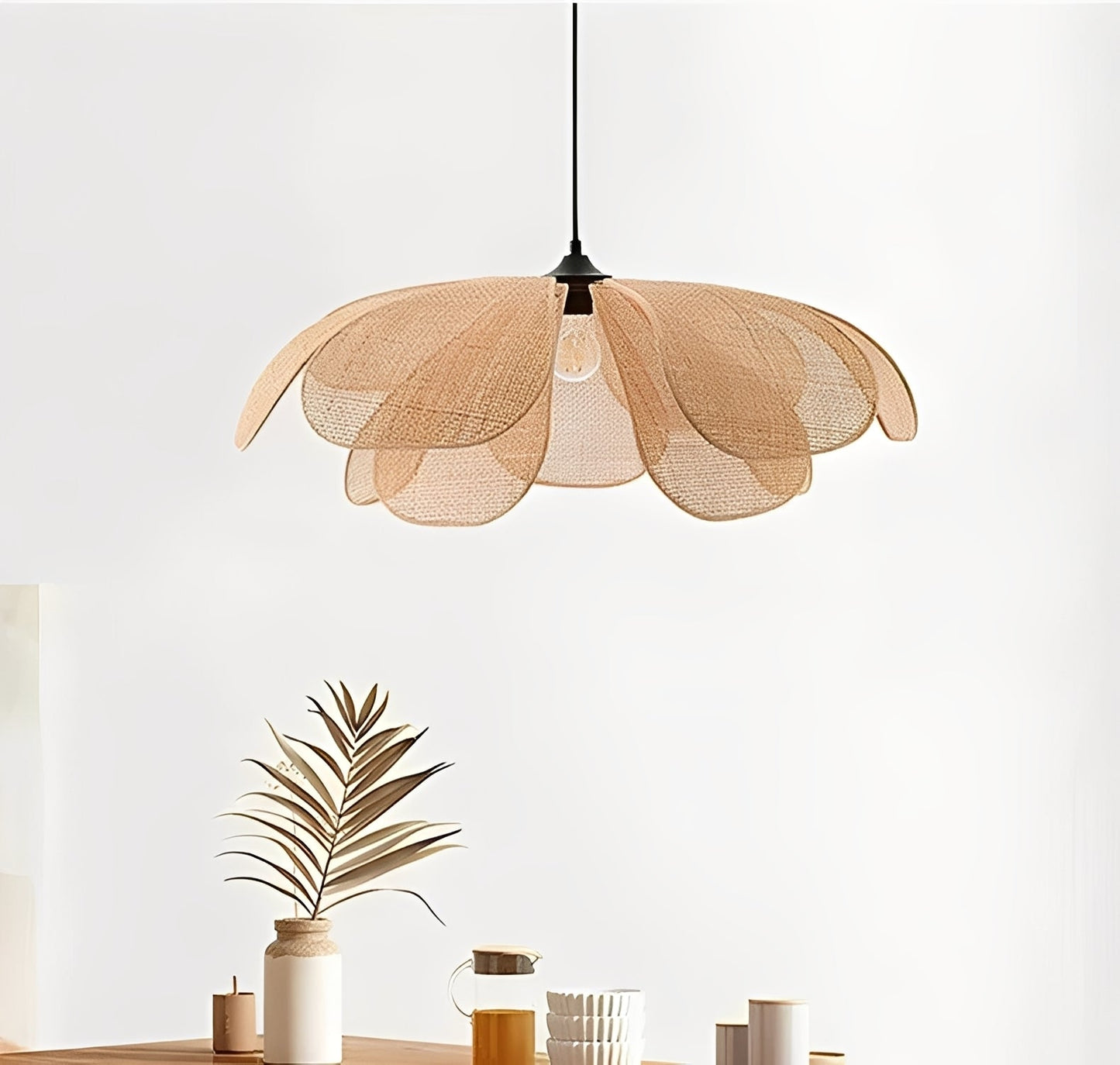 Selina – Lampe Suspendue Pétales en Rattan Fait Main